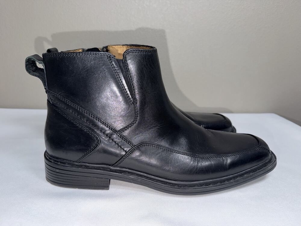 Florsheim Men's Black Leather Chelsea Ankle Boots Side Zip Size 10 D Dress Shoes